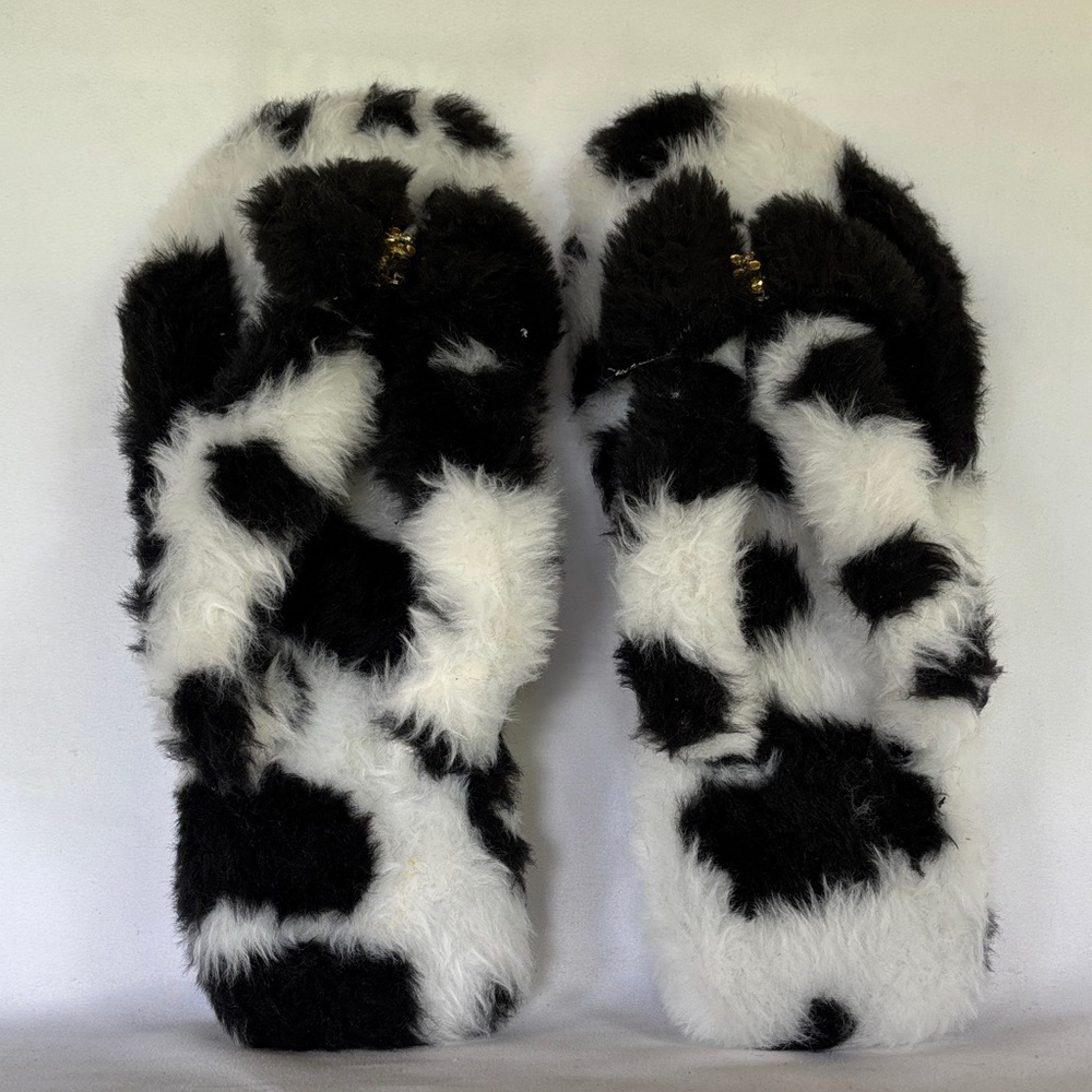 BRAND NEW! GENUINE BRAZIL HAVAIANAS BLACK & WHITE FAUX FUR FLIP-FLOPS SIZE 9/10W - Picture 4 of 8